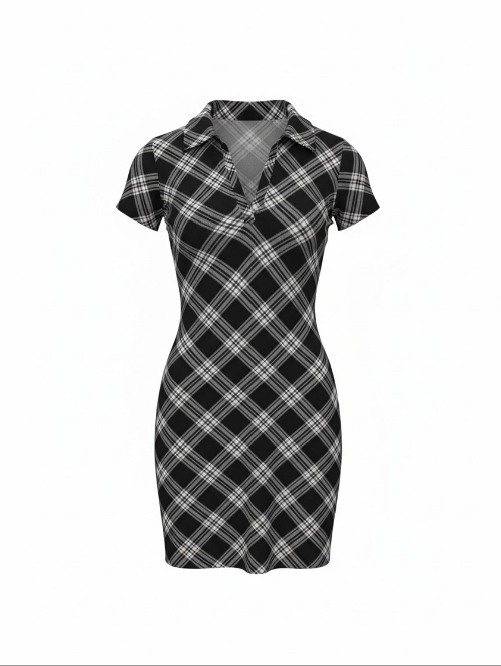 No Comment Chic Black and White Checkered Mini Dress